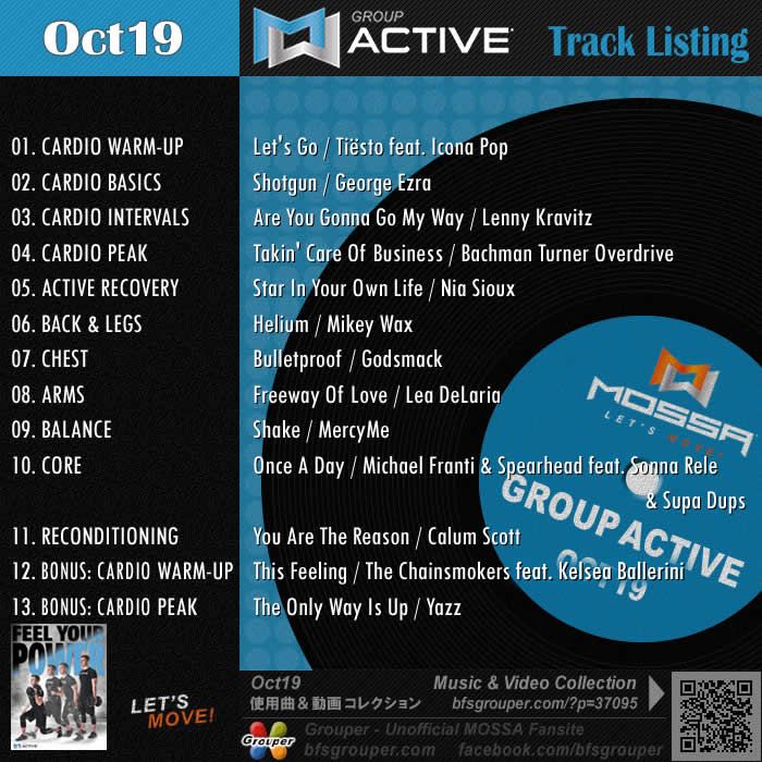 GroupActive【Oct19】曲リスト／元曲動画＆試聴＆曲購入
