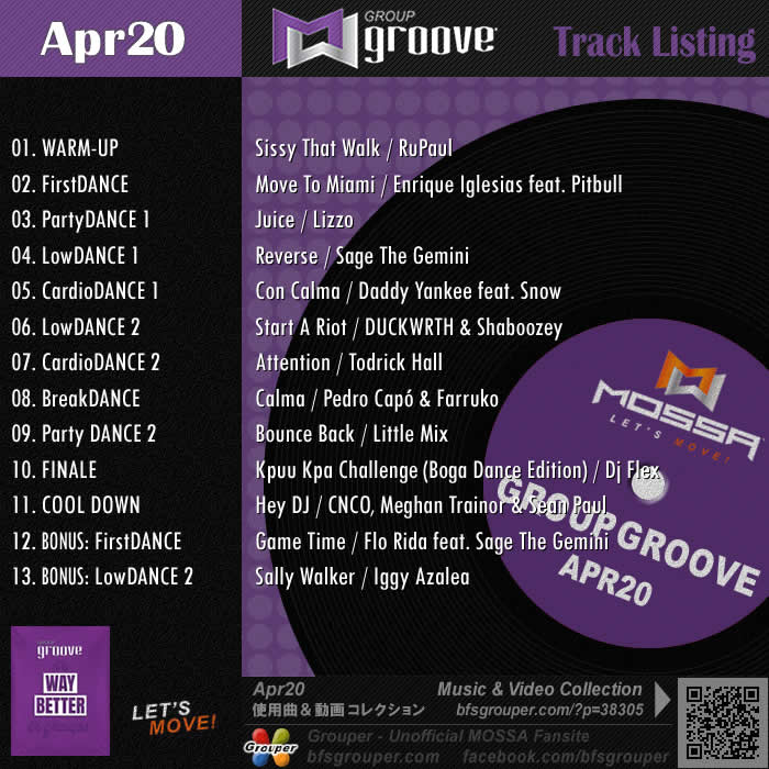 GroupGroove【Apr20】曲リスト／元曲動画＆試聴＆曲購入