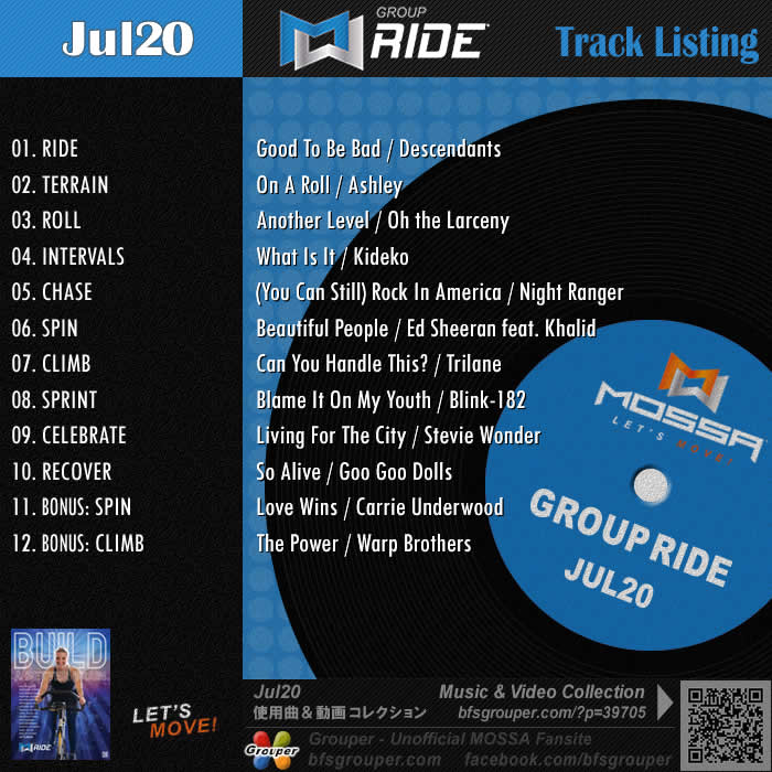 GroupRide【Jul20】曲リスト／元曲動画＆試聴＆曲購入